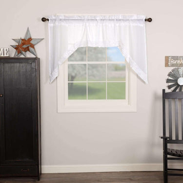 White Ruffled Sheer Swag Curtain Set of 2 36x36x16 - The Fox Decor